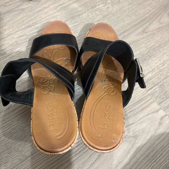 B.O.C Women's Black Faux Leather Cork Wedge Slip On Sangre Sandal Sz 10M Coastal - Picture 4 of 8